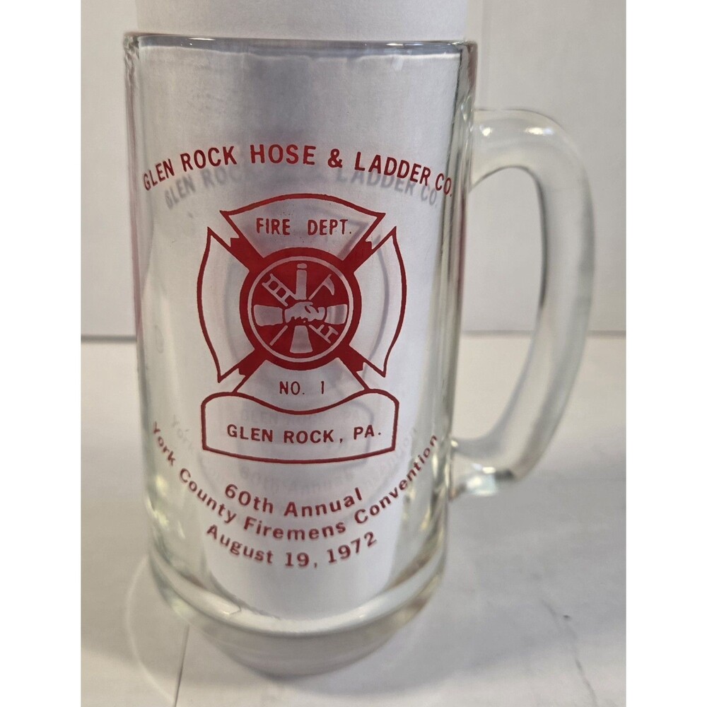 Vintage 1972 Firemen Convention Beer Mug Glen Rock PA Hose Ladder Smokey - Picture 7 of 7